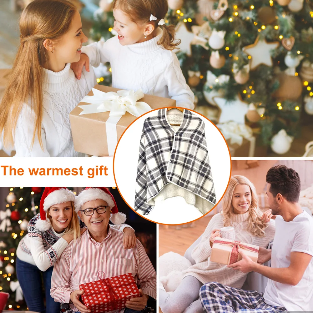 

USB Electric Blanket Multifunctional Wearable Heated Shawl 3 Heat Settings Soft Cold Resistant Back Knee Warmer For Home Office
