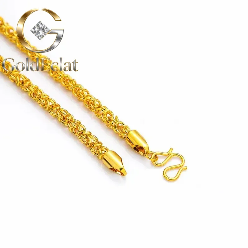 

GoldEclat Luxury 24K 9999 Pure Gold real gold Men's Twist Aggressive Necklace
