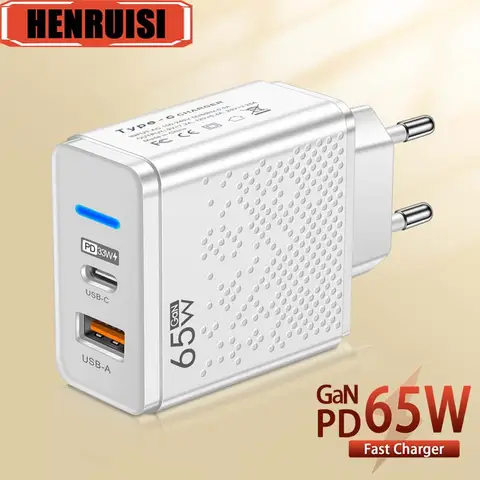 총 65W USB 충전기 고속 충전 어댑터, 아이폰, 삼성, KR, EU, US, UK 플러그, 휴대폰 벽 충전기, USB C 타입 충전기