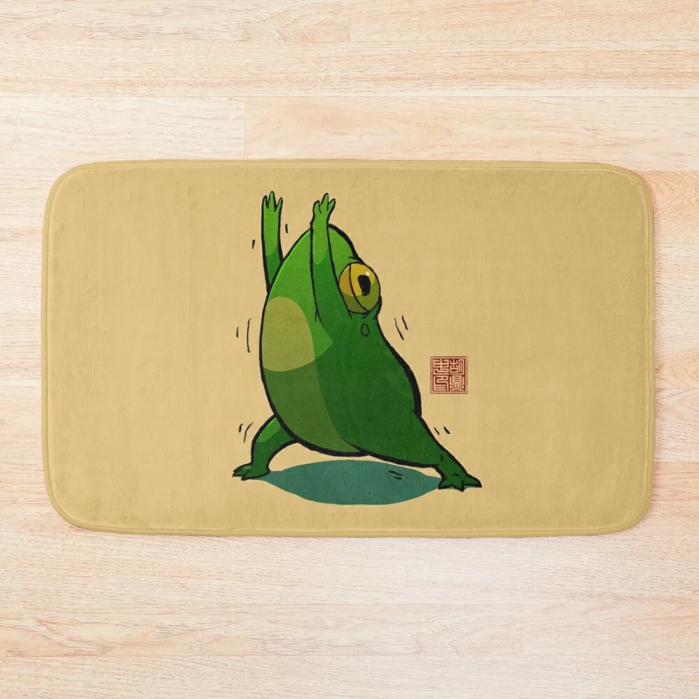 Yoga Frog Warrior Pose Bath Mat House Interior Entrance Carpet Carpet Carpet Bath Rugs Mat