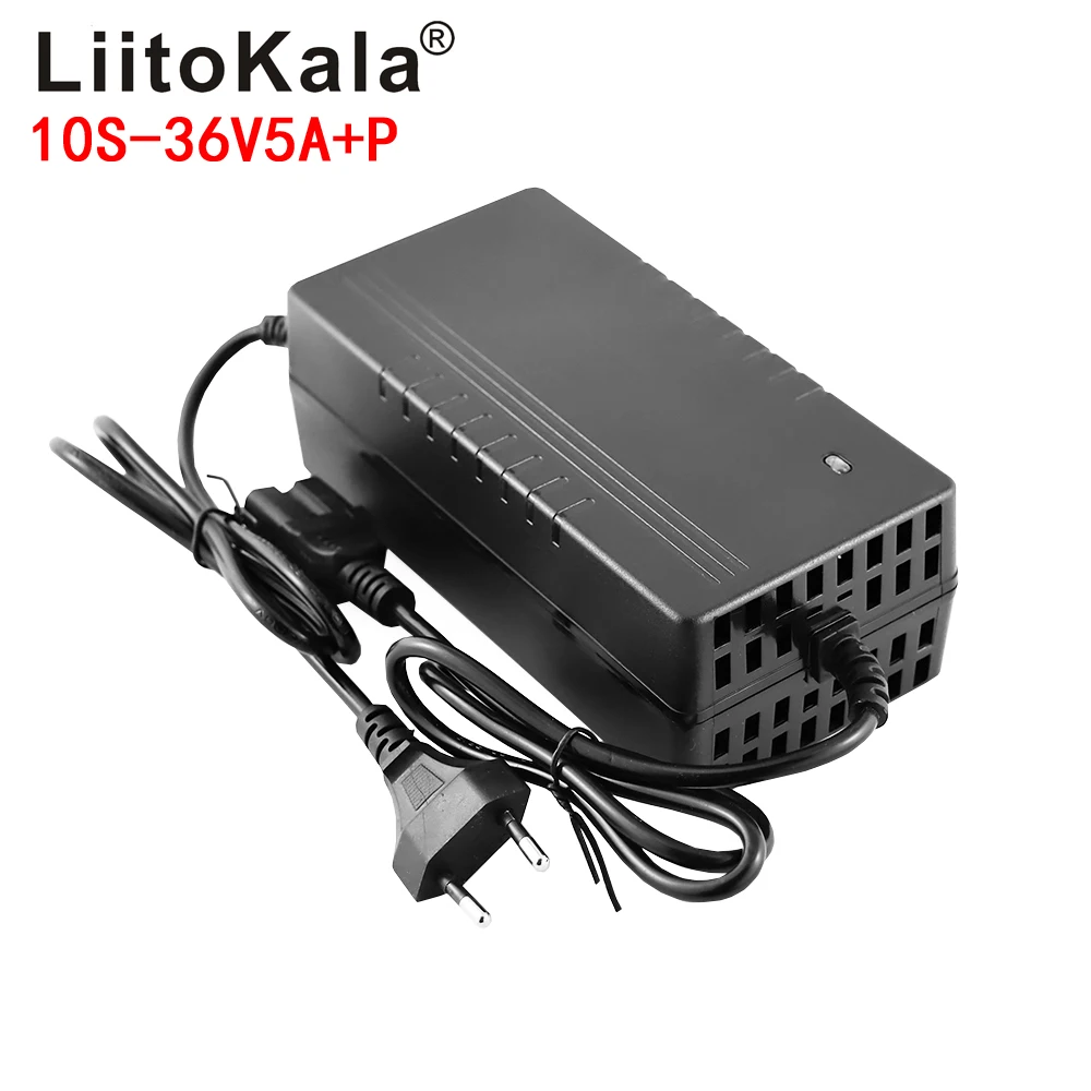 LiitoKala 36V 5A 18650 charger Output 42V 5A Charger Input Lithium Li-ion Li-poly Charger For 10Series 36V Electric Bike