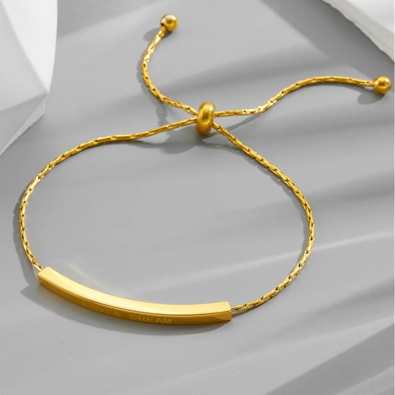 تصميم بسيط من الفولاذ المقاوم للصدأ سوار قابل للتعديل لون ذهبي ربط الإسورة العصرية اليومية اكسسوارات مجوهرات الحفلات هدايا عيد الميلاد بالليزر #3