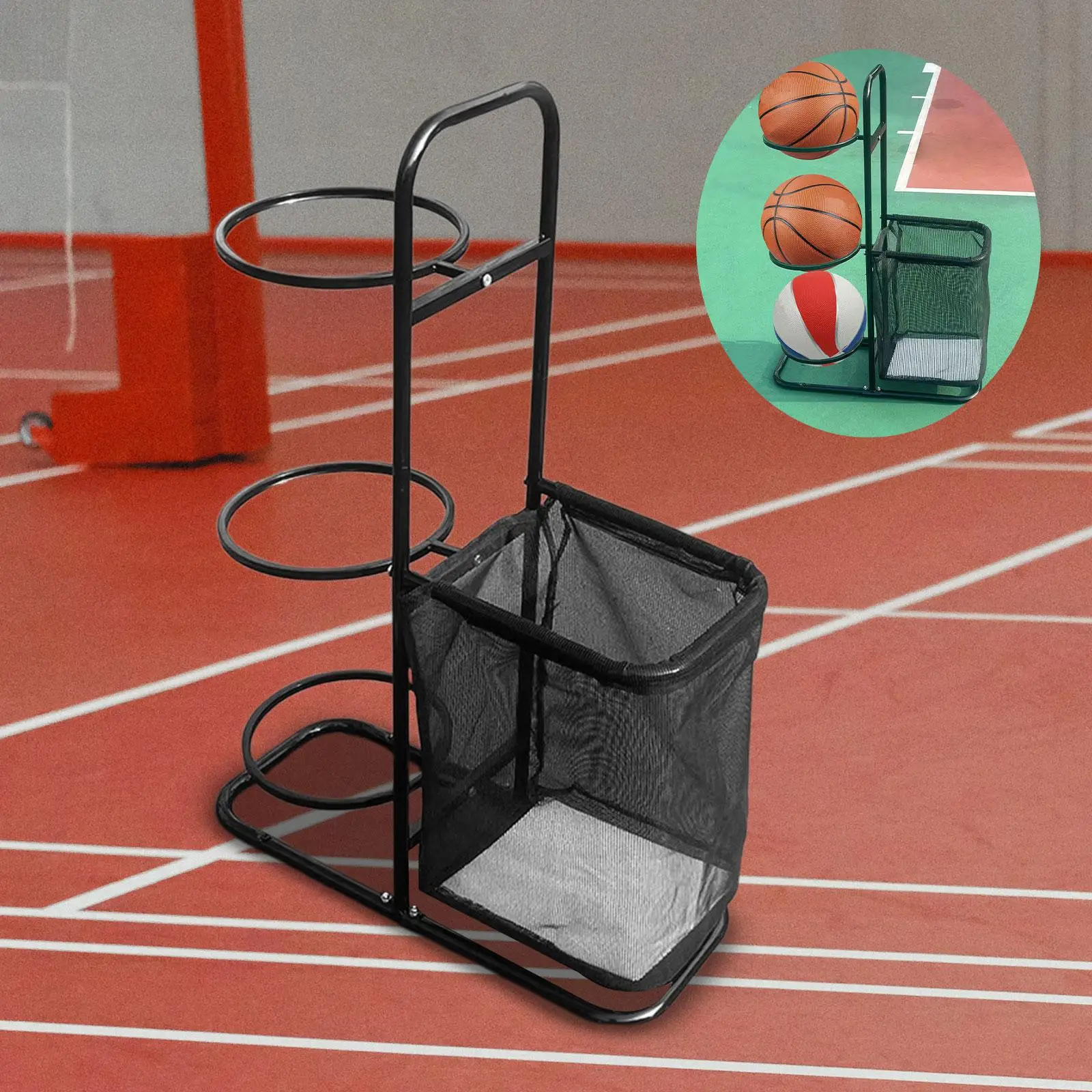 

Ball Storage Holder Sports Equipment Organizer Freestanding Basketball Holder Ball Racks for Volleyball Badminton Football