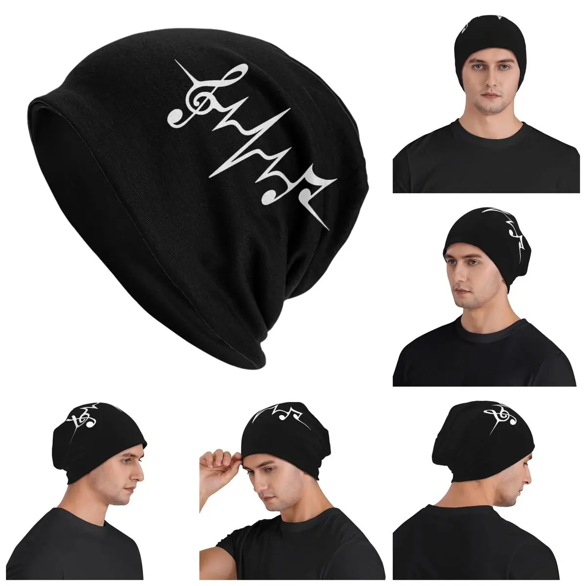 

Music Pulse, Notes, Clef, Frequency, Wave, Sound, Dance Warm Knitted Cap Hip Hop Bonnet Hat Autumn Winter Beanies Hats Adult