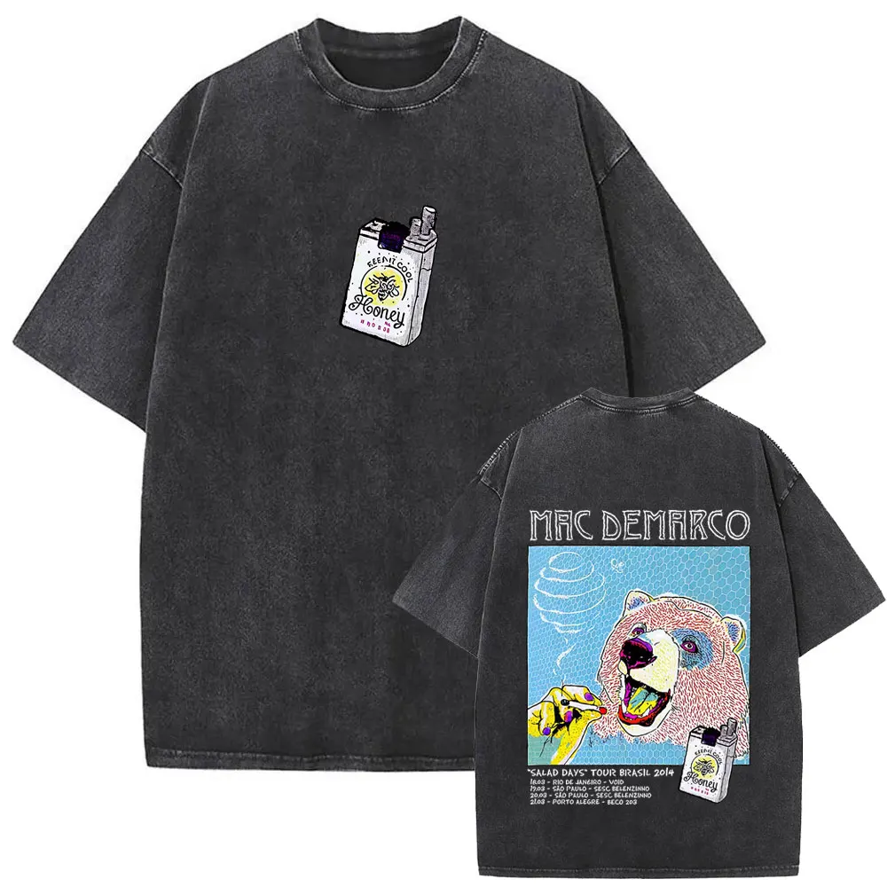 

Washed Vintage Mac Demarco Salad Days Tour T-shirt Men Women Casual Cotton Oversized Streetwear Male Fashion Pop Music T-Shirts