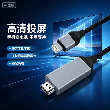 Lightning to HDMI Cable 1080P HD Digital AV Adapter Phone to TV Monitor Projector Converter Cable For iPhone iPad No App Needed
