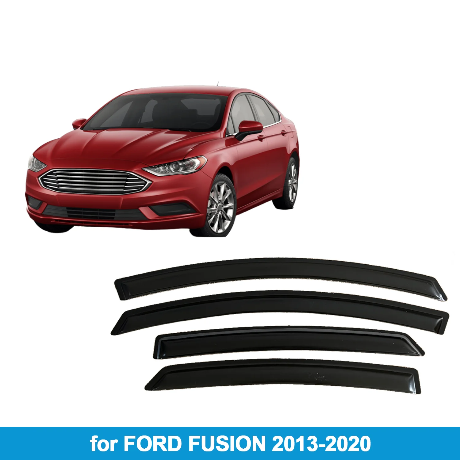 

Window Visor for FORD FUSION 2013-2020 Rain Guard Side Vent Deflector Weathershield Outside-Mount Tape On