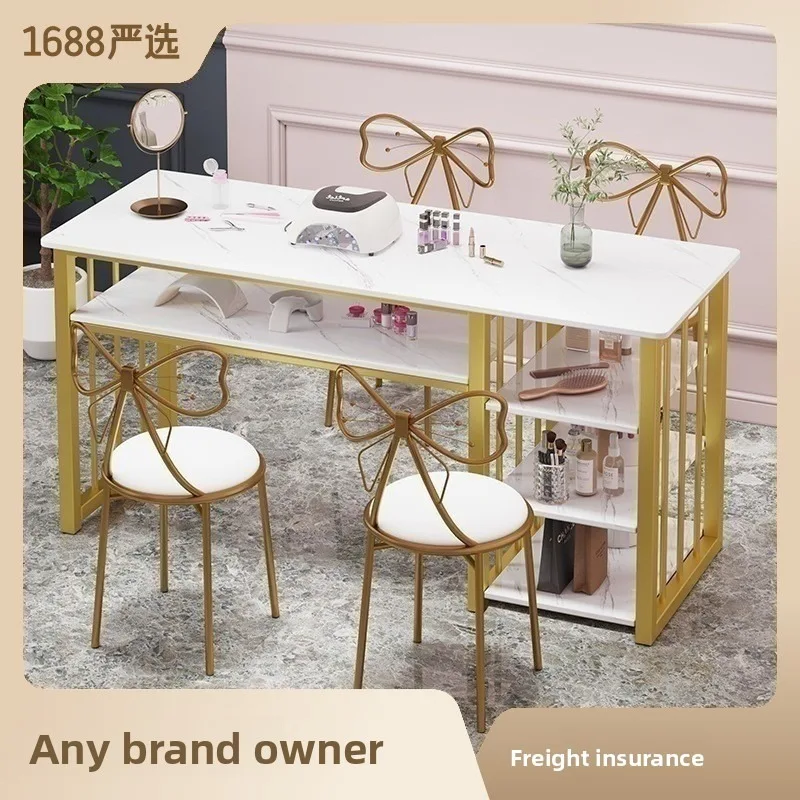 Marble Pattern Nail Desk Table Beauty Salon Storage Single Nail Table Manicure Table Nail Desk Nail Salon Furniture Nail Table