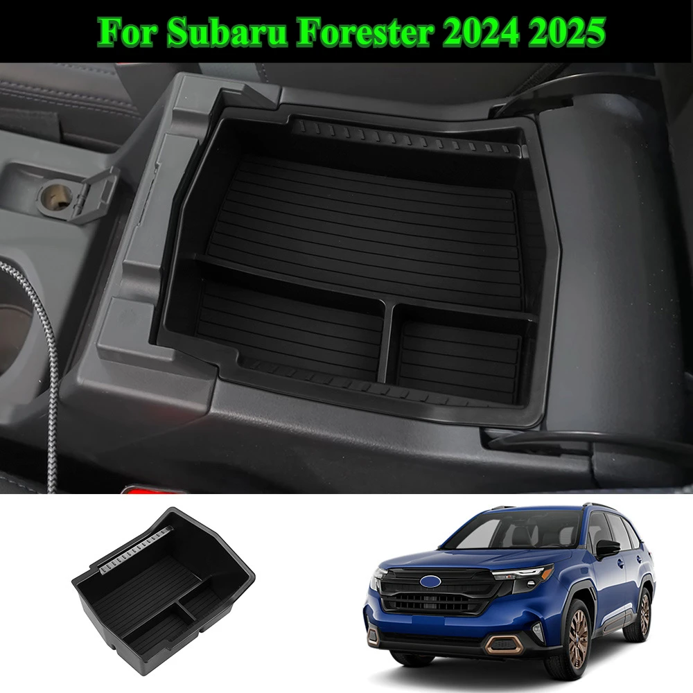 

For Subaru Forester 2024 2025 Center Console Armrest Storage Box Black Car Tray Organizers Decoration Accessories