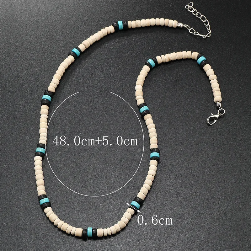 Vintage Coconut Shell Turquoise Chains Necklaces for Women Men\'s Surfing Choker Luxury Holiday Jewelry Collares