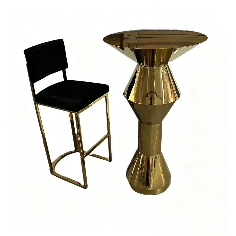 Stainless steel titanium bar counter dining table, hotel banquet and wedding furniture