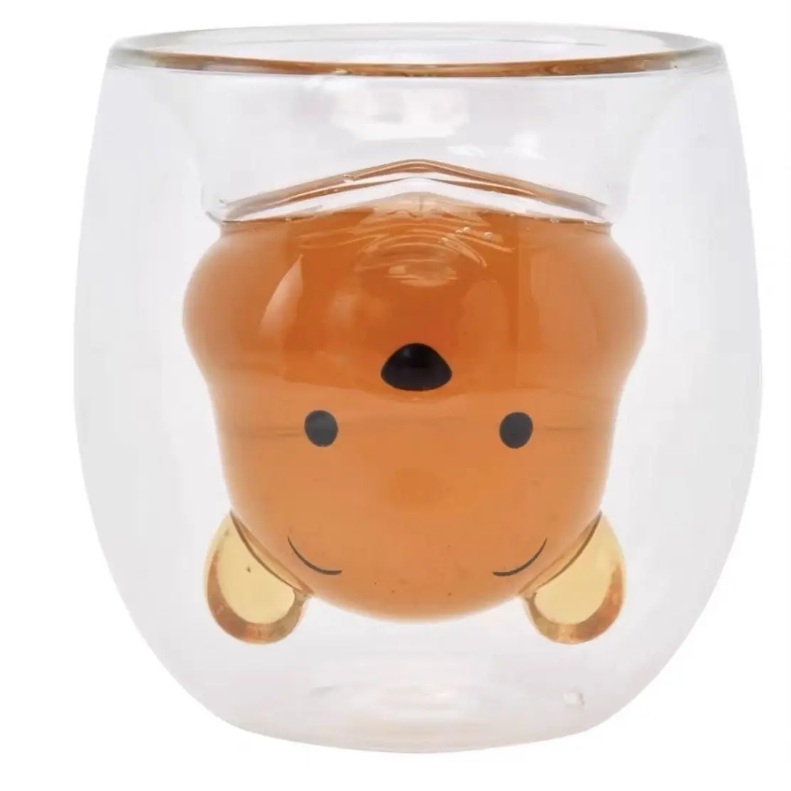 

Disney Pooh Bear Double-layer heat-resistant, cute Pooh glass cup, ice latte coffee cup, milk drinking cup for household use