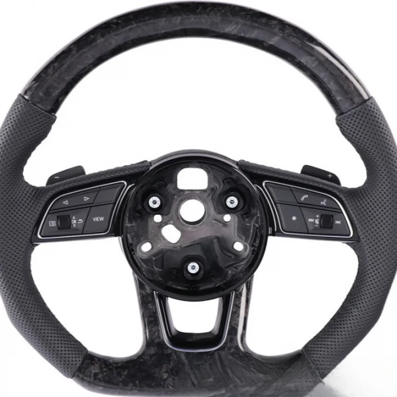 For Audi's new Forged carbon fiber steering wheel, genuine perForated leather with multi-function buttons, modification