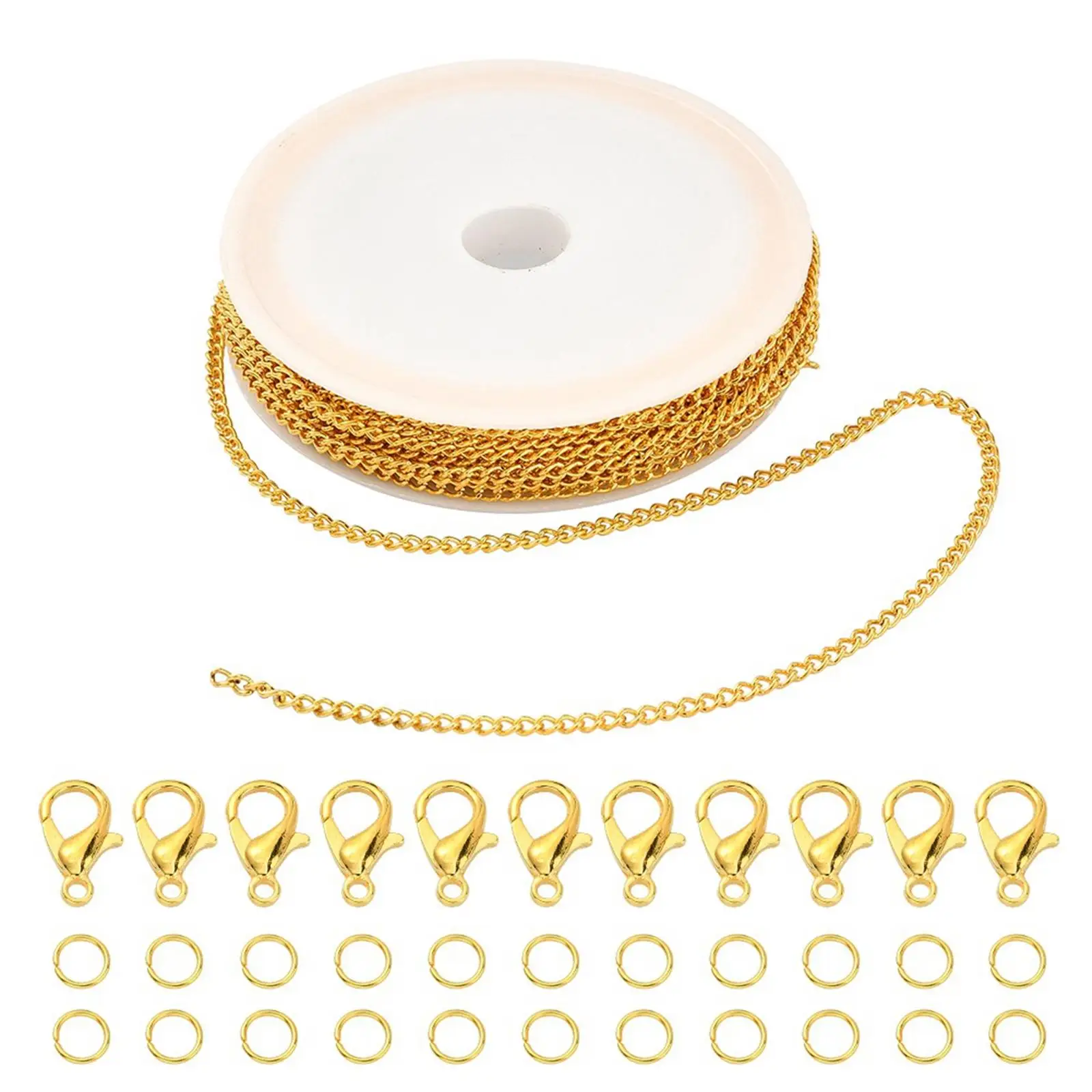 Necklace Chain Extender 5m Metal Link DIY Jewelry Accessory Kit with Lobster Claw Clasps for Crafting Bracelets and Pendants