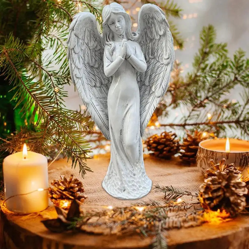 

Angel Statues Vivid Praying Angel Figurine with Wings Outdoor Statues Realistic Prayer for Study Room Entrance Hall Showcase