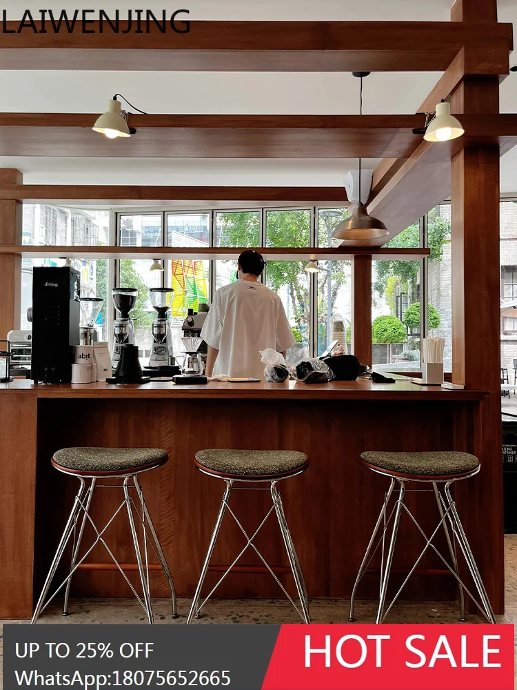 كرسي بار من الحديد المطاوع الناعم مقعد مرتفع الحد الأدنى مسند ظهر شمالي غير رسمي #4