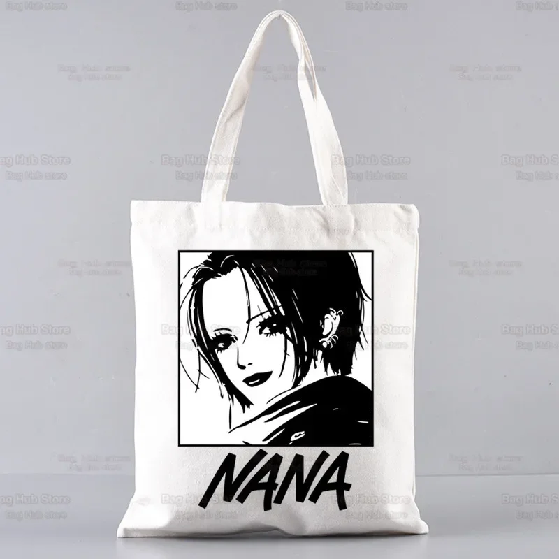 Black Stones NANA Osaki Anime Kawaii Harajuku Women Shopping Bag Canvas Shopper Girl Handbag Tote Shoulder Lady Bag