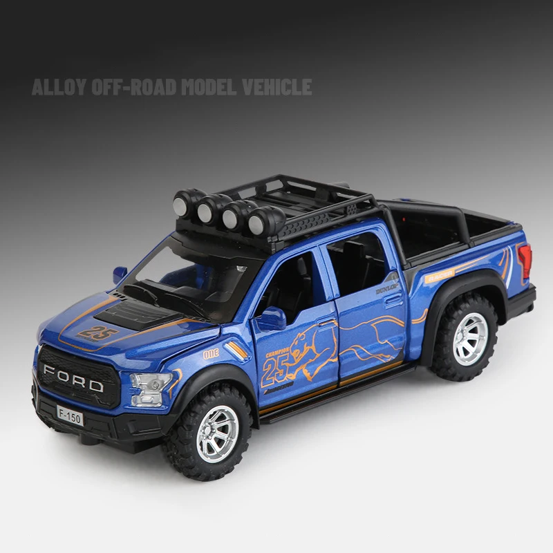 1:32 Ford F150 Raptor Legierung Automodell Sound und Licht Zurückziehen Kinderspielzeug Sammlerstücke Geburtstagsgeschenk