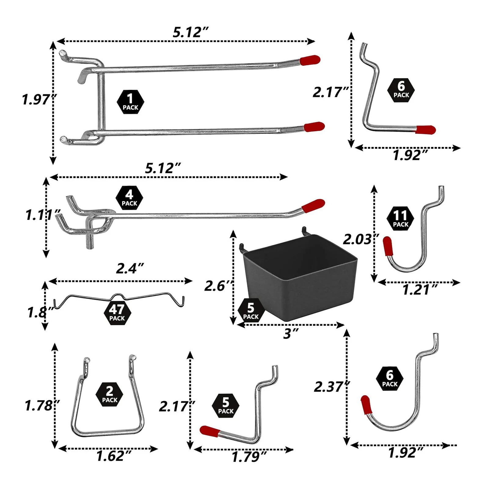 114pcs/140pcs Metal Pegboard Hooks Pegs Organizer Assortment Kit Peg Locks Hanging Applications For Garage Work Shop Storage