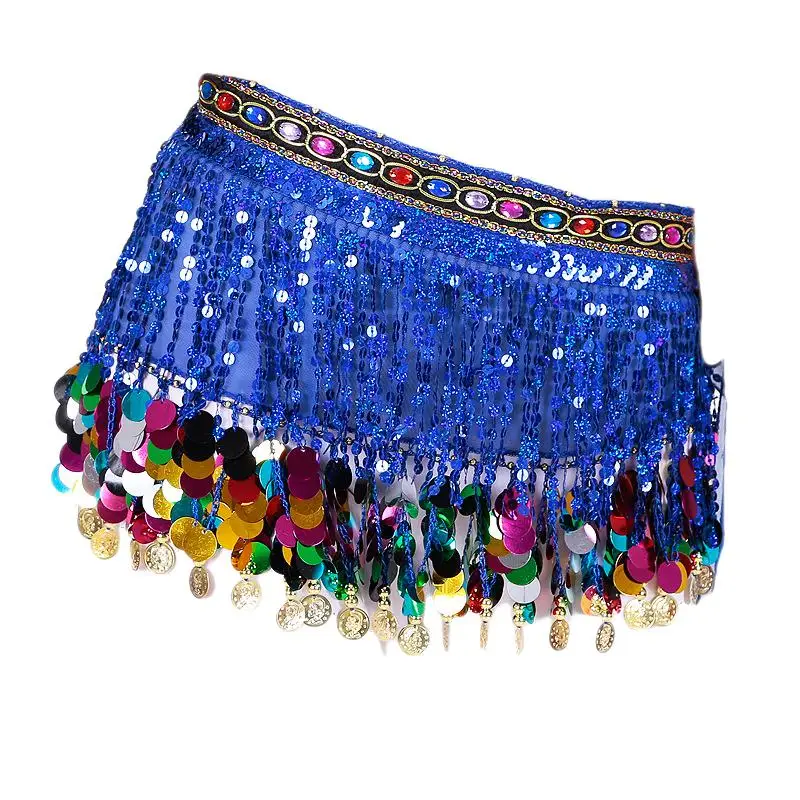 Women Belly Dance Waist Belt Adult Sexy Sequin Tassel Hip Wrap Waist Chain Rhinestones Dancewear Stage Costume