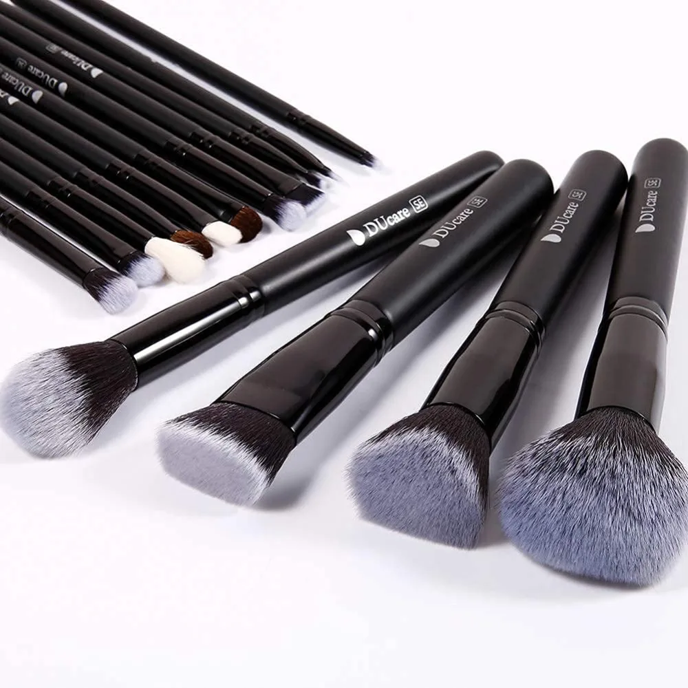 Makeup Brushes 15Pcs Premium Synthetic Kabuki Makeup Brush Set, Professional Foundation Concealers Powder Blush Blending Face E