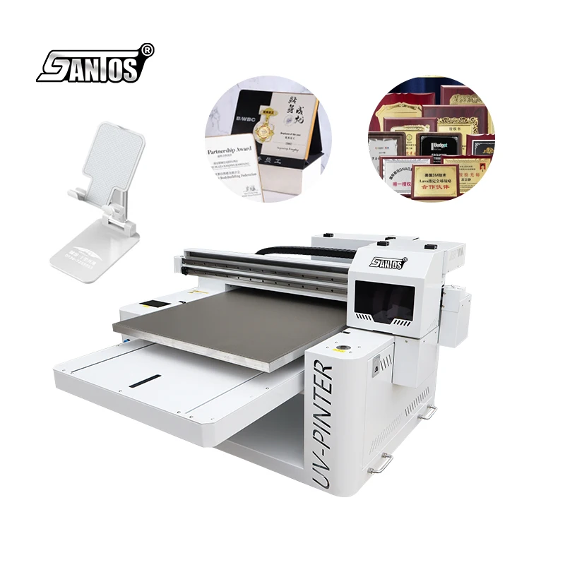 Hybrid 6090 UV Flatbed and Rolling Machine CMYK+W+V Desktop UV Sticker Printer A3 Factory Wholesale