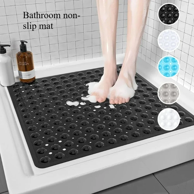 

1PC Square PVC Shower Mat with Suction Cups,Non-Slip Bath Mat for Flooring,Prayer Mat,Bubble Leak Hole Design Bathroom Accessori