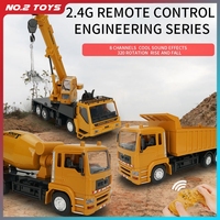 2.4G Remote Control Engineering Trucks Vehicle 10 Channels RC Simulation Heavy Crane Dump Construction City Truck Toy for Boys