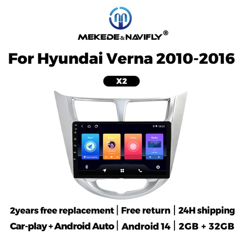 Imagen 1 del producto MEKEDE 24H envío Android14 9 pulgadas para Hyundai Verna 2010-2016 Car-play + Android Auto audio estéreo Multimedia 4G LTE wifi