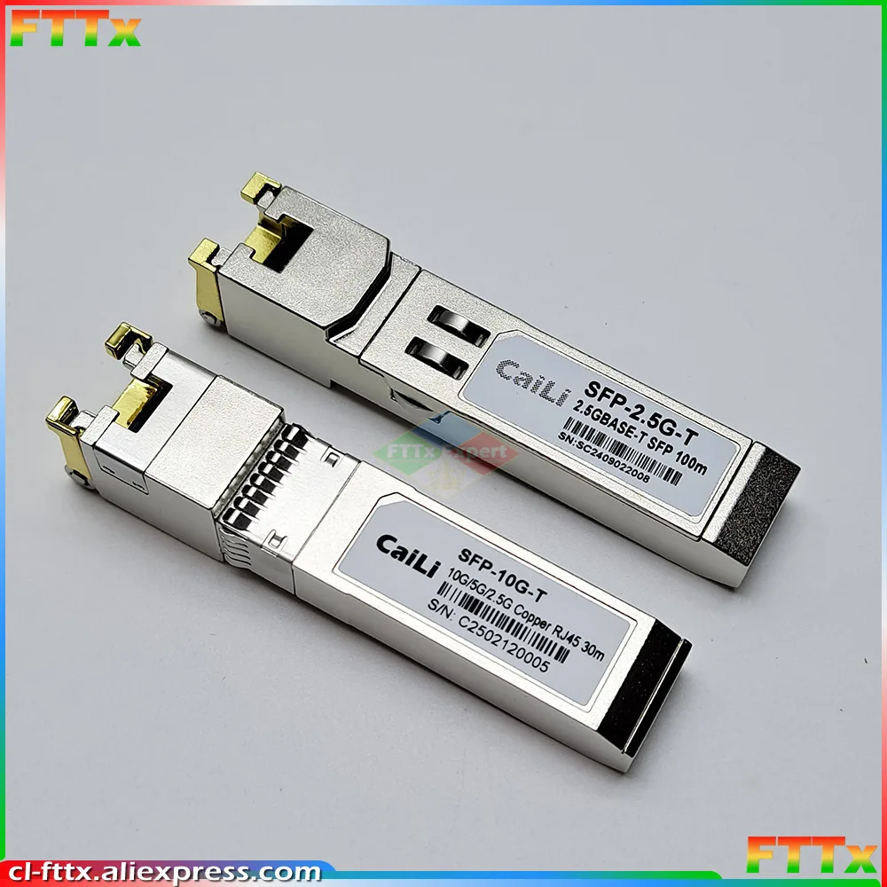 

10G SFP+ Волокно 2,5G Медные модули SFP Оптический порт Turn To RJ45 Ethernet Port Switch Гигабитный модуль приемопередатчика