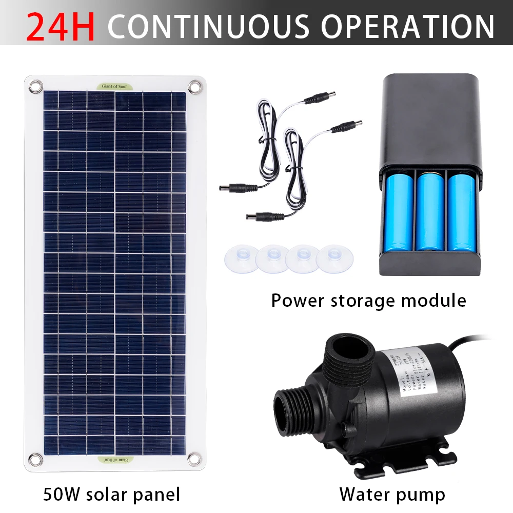 Imagem -02 - Kit sem Escova Bomba de Água Solar Painel Solar Decoração do Jardim Fonte da Lagoa Aquário Piscina de Água de Peixes 12v 50w