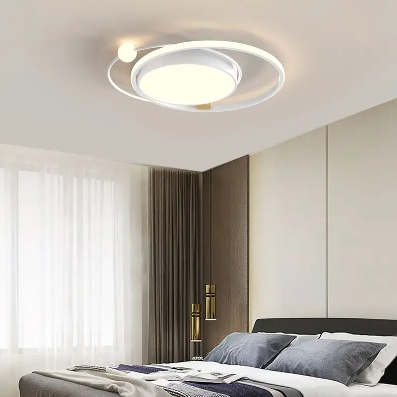 Nordic Modern Acrylic LED Ceiling Lamp For Bedroom Dimmable Remote Control With Three Color Temperatures Energy Saving Light