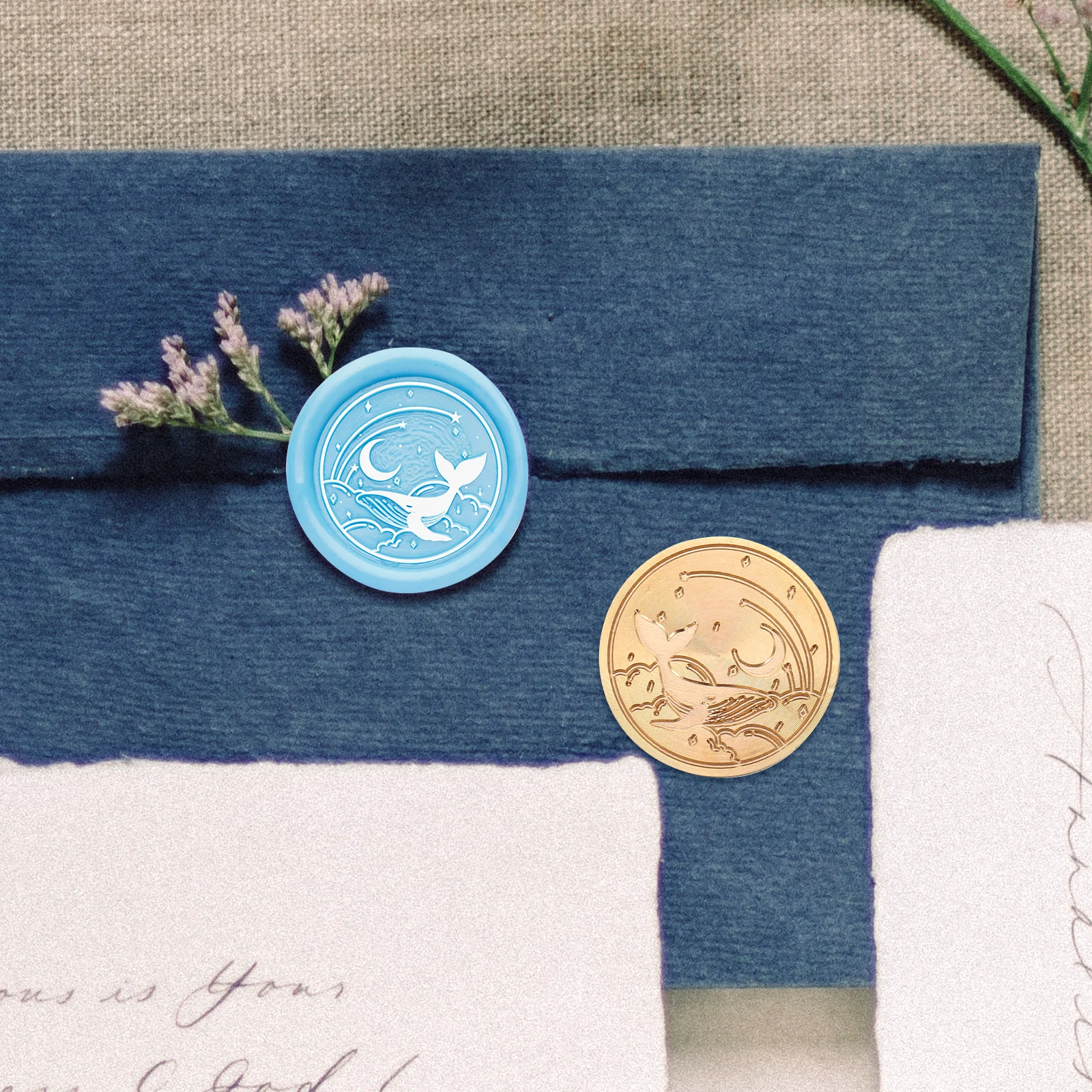 

2pcs Unique Romantic Wax Seal Stamp Metal Copper Head for Invitations Packaging