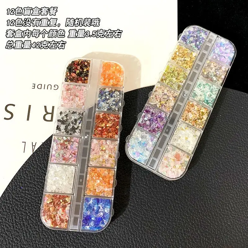Trendy DIY Nail Art Stone Decoration Set Box Mixed Play Stones with Drip Glue Handmade Accessory Materials for Creative Design