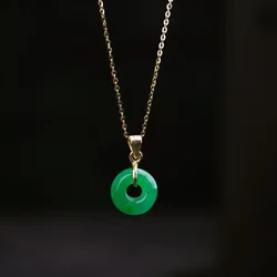 Natural Green Jade 1315mm Beads Pendant Necklace Charm Jewellery Fashion Accessories Hand-Carved Man Luck Amulet Gifts
