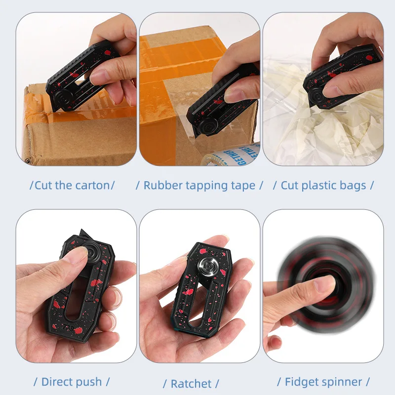 Novel EDC Rotating Fingertip Gyroscope Push Card Unboxing 3-in-1 Portable Adult Stress Relief Toy ADHD Concentration Tool Gift