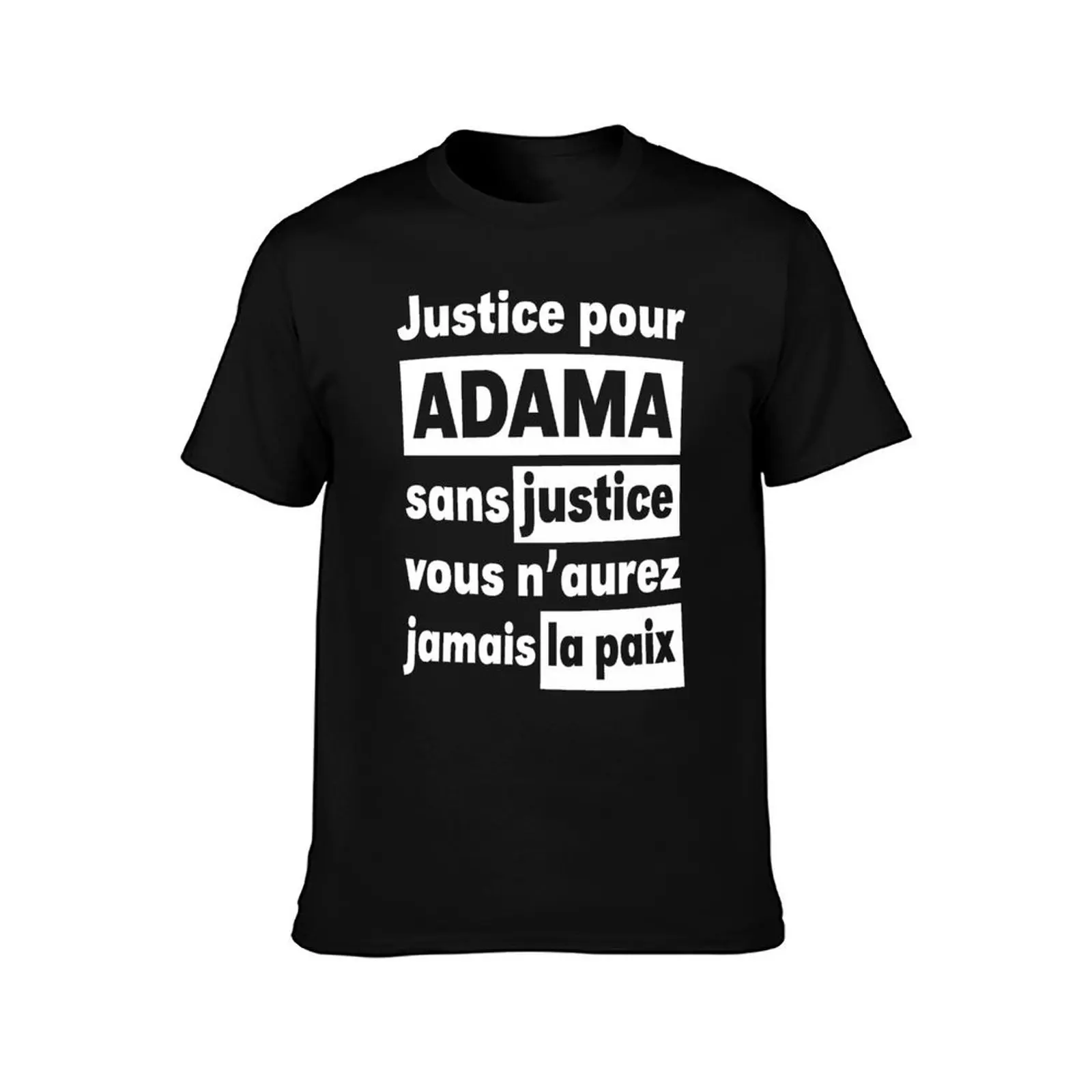 Justice Pour Adama T-Shirt Summer Casual Cotton Tee Oversized Streetwear Tops Vintage Graphic Print Loose Fit Short Sleeve