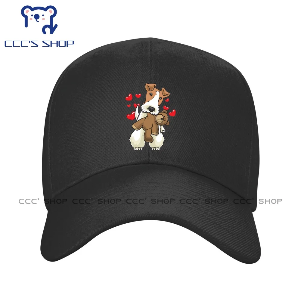 Fox Terrier Wirehaired Dog with Stuffed Animal  Baseball cap Snapback Caps Knitted Hat