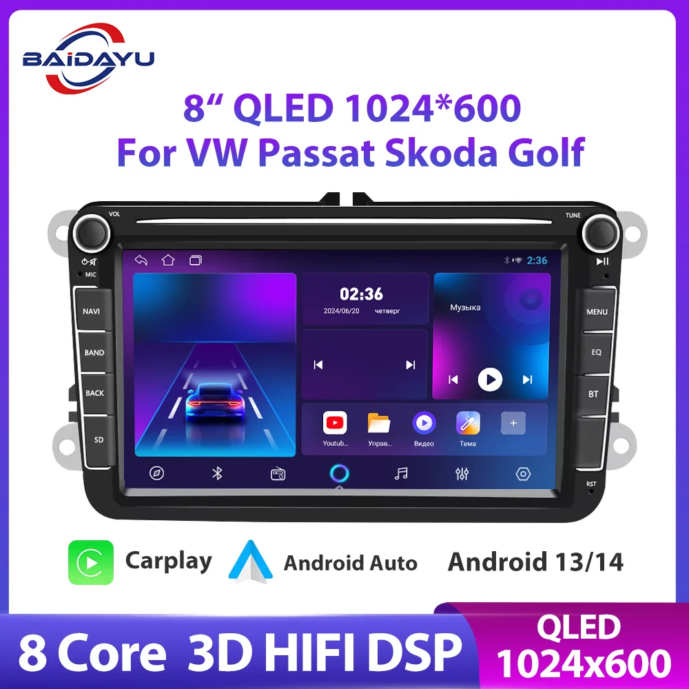 

Baidayu Car Android 13 Radio Multimedia Player For VW/Volkswagen/Golf/Passat/b7/b6/Skoda/Polo/Tiguan 2din Navigation Carplay GPS