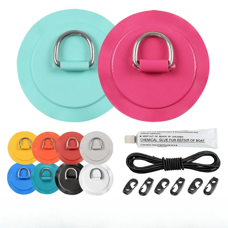 11cm Circular D-ring Patch Hook, Multi-color Paddle Board Surfboard Accessories, Stainless Steel D-ring PVC Patch