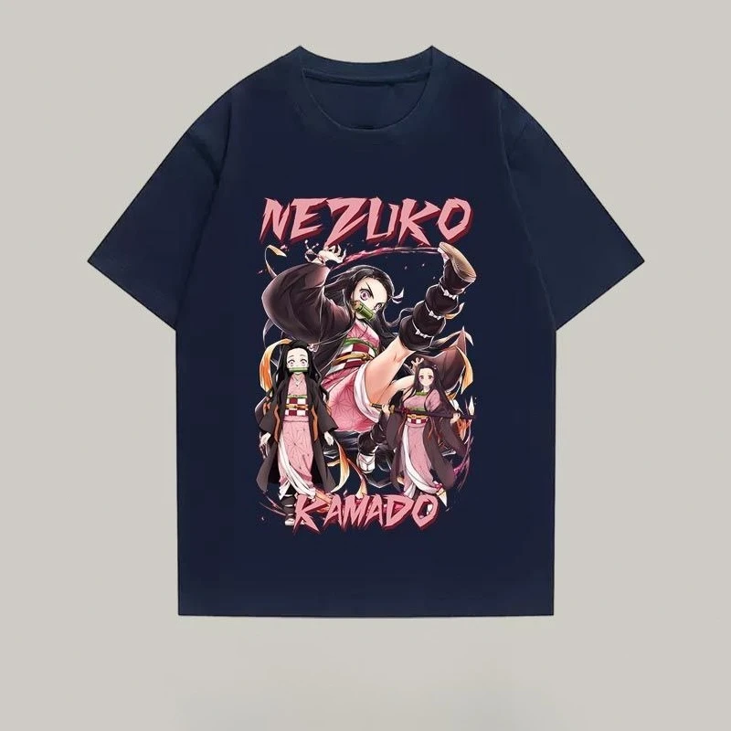 Bandai-Camiseta holgada de manga corta con estampado de Anime Ghost Destroyer Blade You Bean para hombre y mujer, camiseta holgada con cuello redondo