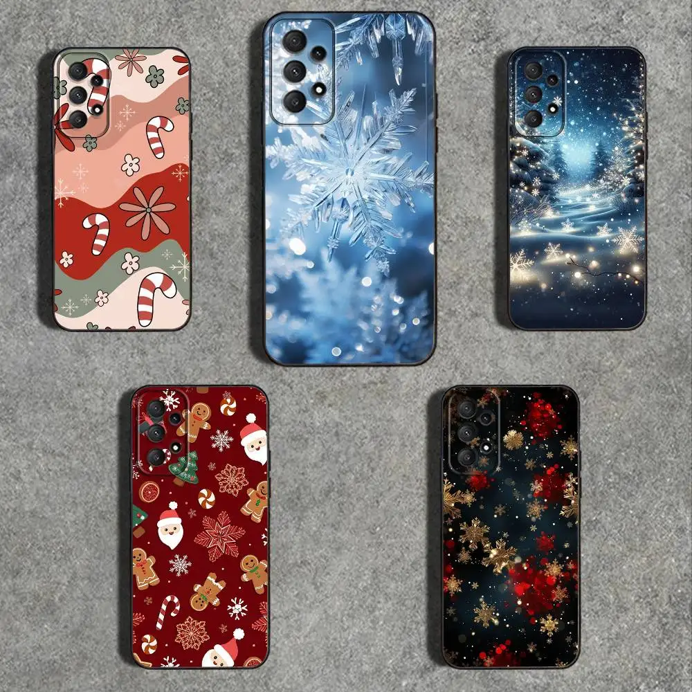 

Christmas S-Snowflakes-es Phone Case For Samsung Galaxy A73,31,32,72,41,53,52,71,22,5G,Note,J7,8,9 Soft Black Cover