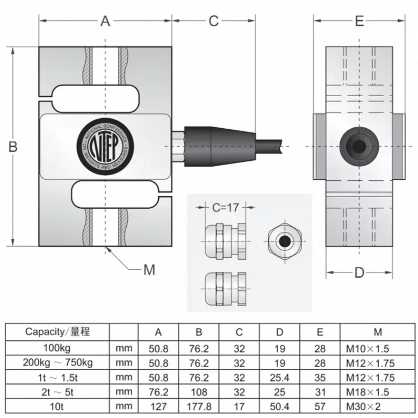High-Precision Transcell BSS-100kg Tension Sensor Load Cell Force Sensors & Measures Weight Accurately