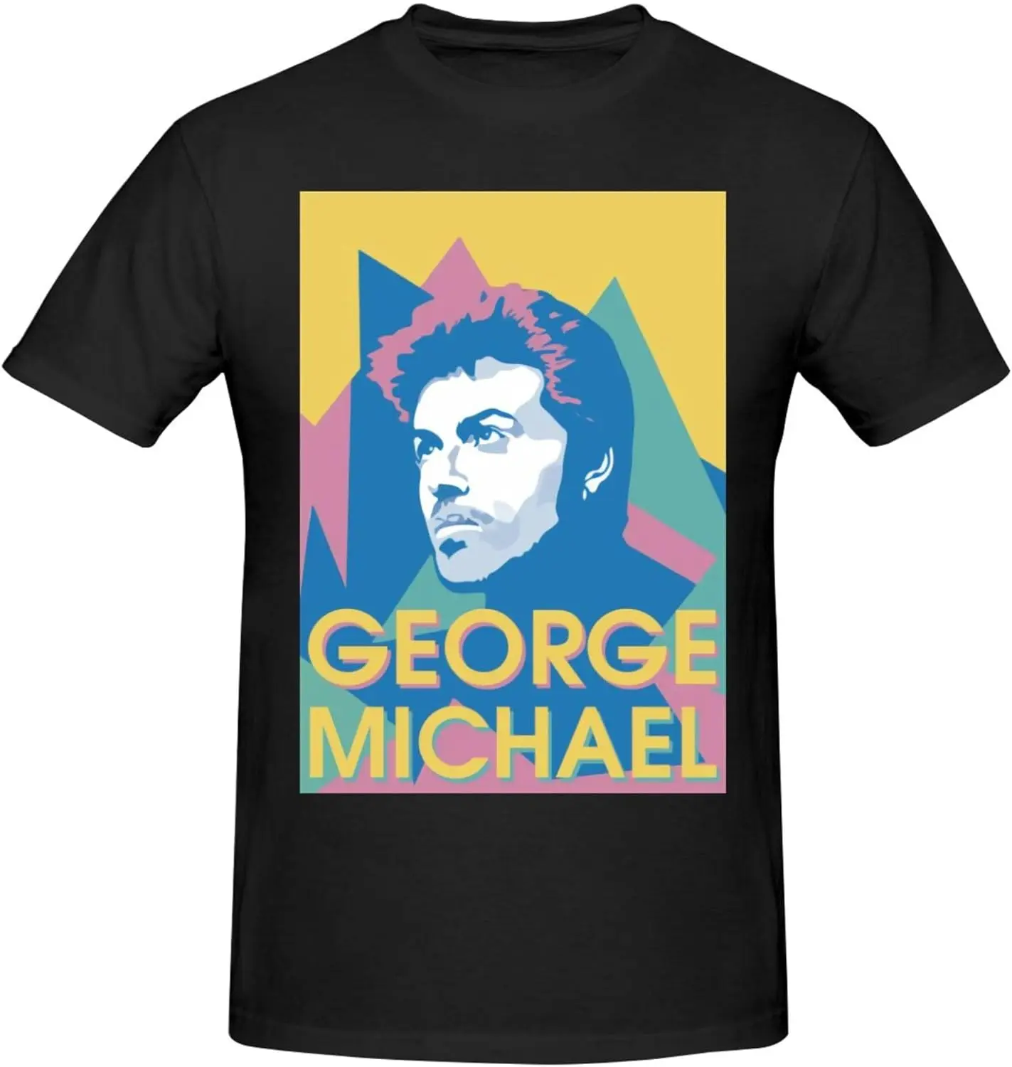 George Music Michael t-Shirts Men's Summer Cotton Casual Crew Neck Short Sleeve Shirt Unisex tees Black