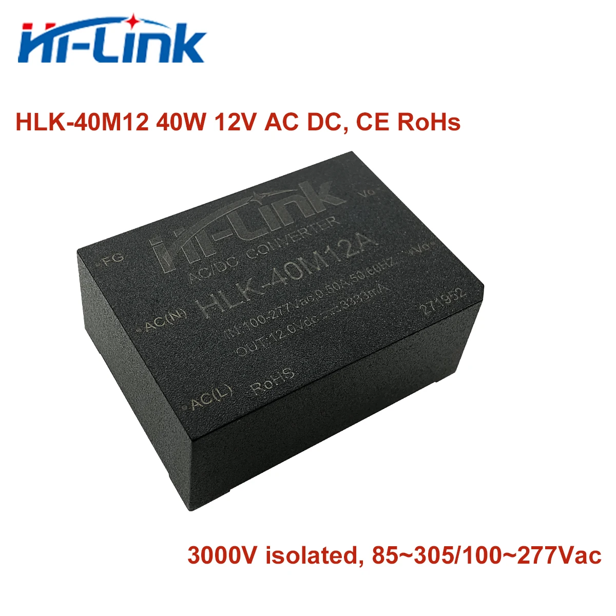 Free Ship Customized 5pcs AC-DC HLK-40M12A 40W 12V Single Output Switching Power Supply Module