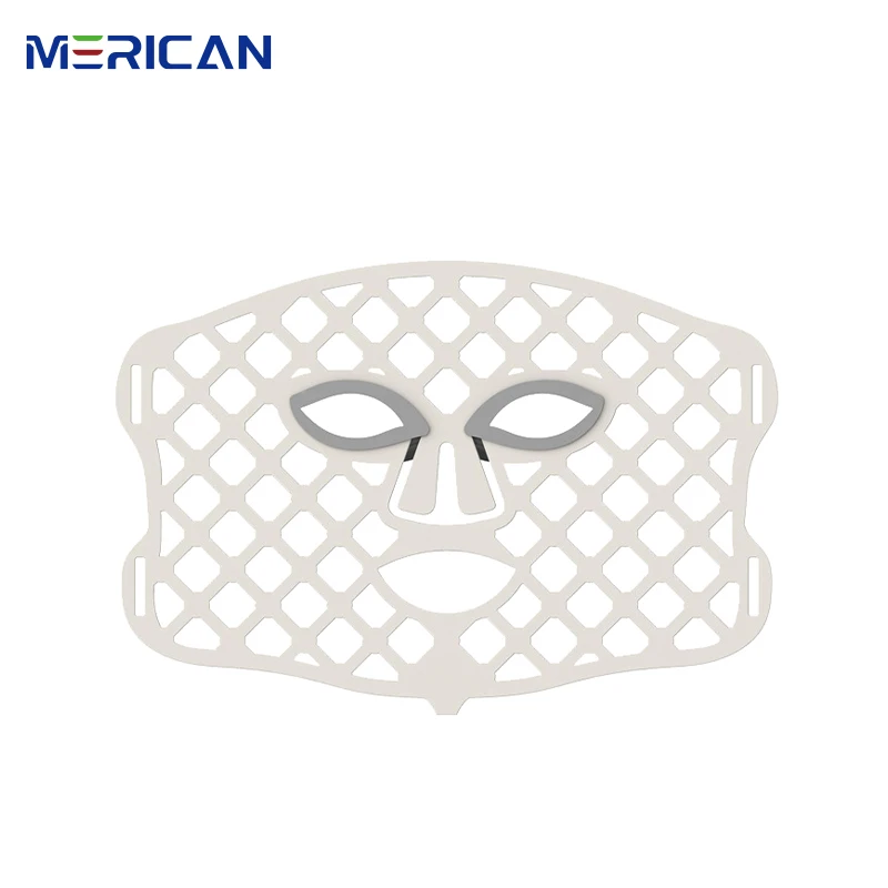 Merican Silicone Infrared Facial Mask With 7-Color LED Light Therapy Red LED Mask for 660nm 850nm Red Light Therapy Sessions