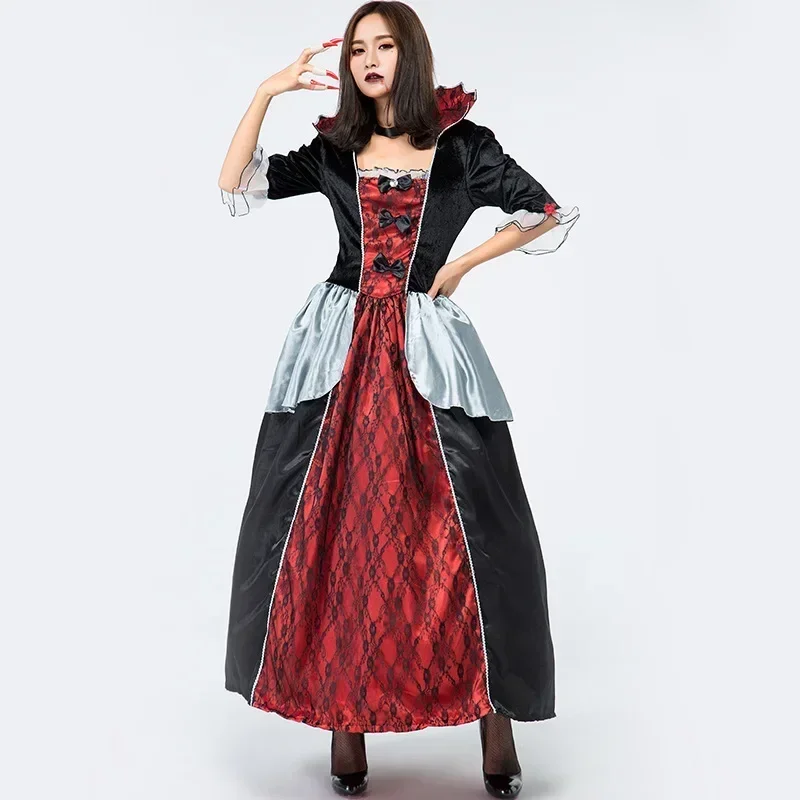 

Adult Women's Halloween Costume Vampire Darkness Victorian Blood Countess Gothic Outfit Includes Dress Accessory