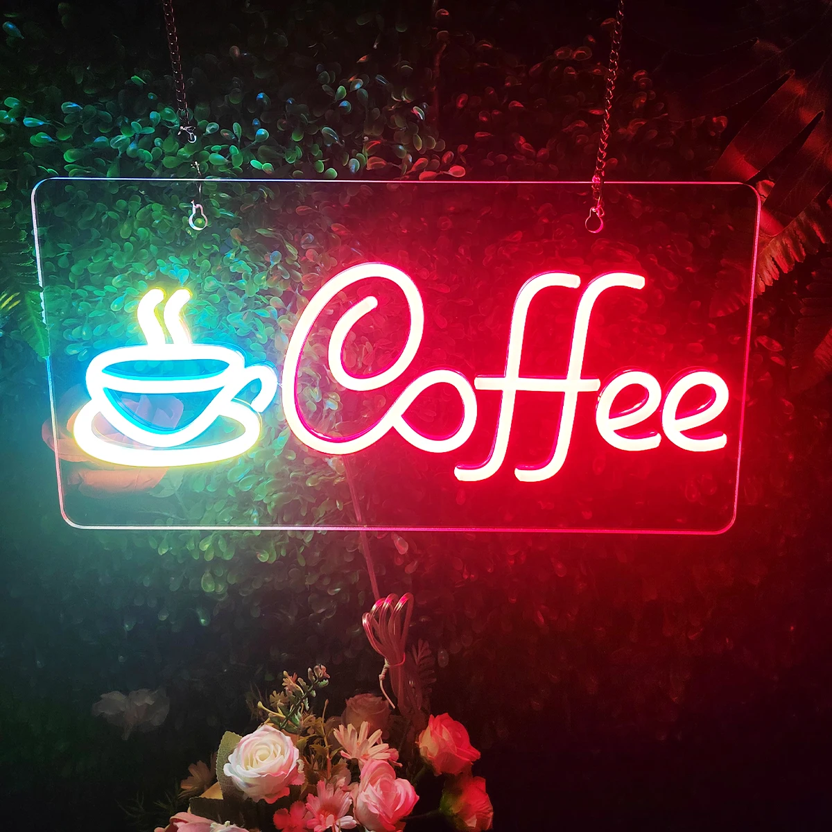 Coffee icon shape LED neon lights USB color for the coffee room bedroom decoration neon sign to create own atmosphere neon lamp