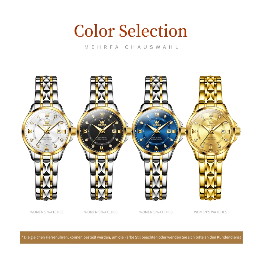 OLEVS 2906 Business Quartz Watch Gift Round-dial Stainless Steel Watchband Wristwatch Calendar