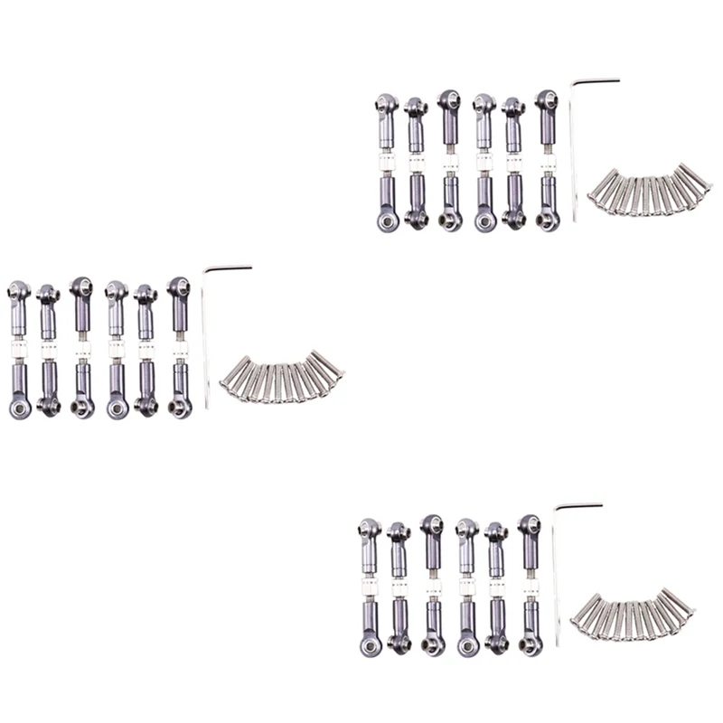 AAAEL-18Pcs Adjustable Metal Linkage Pull Rod Front /Rear Servo Link For Wltoys A949 A959 A969 A979 K929,Grey